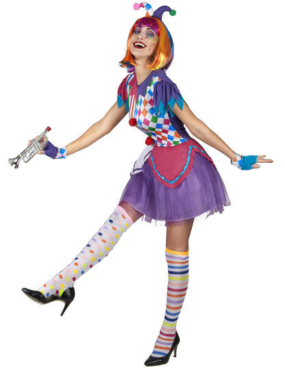 Костюм за арлекин цветни помпоми жена