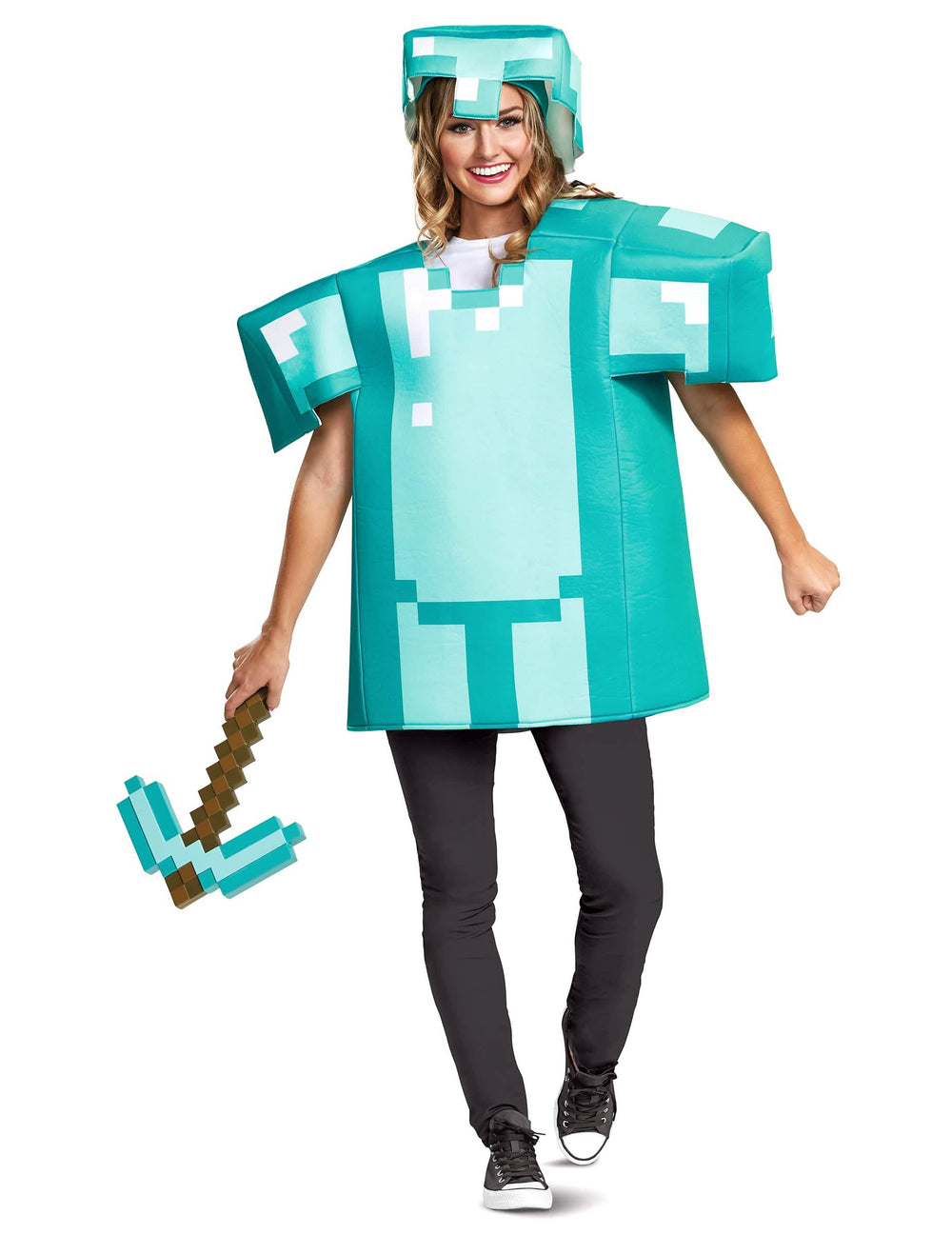 Пикселизирана кирка от костюм броня Minecraft за възрастен