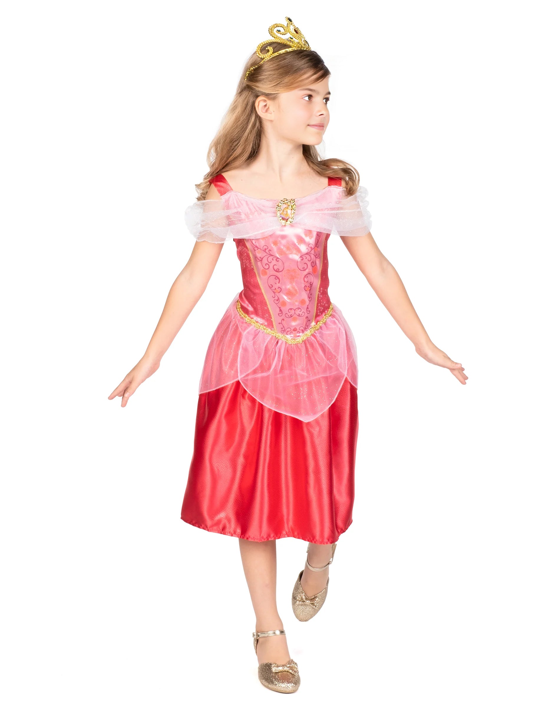 Déguisement Aurore La Belle au bois dormant classique pour fille rose et doré