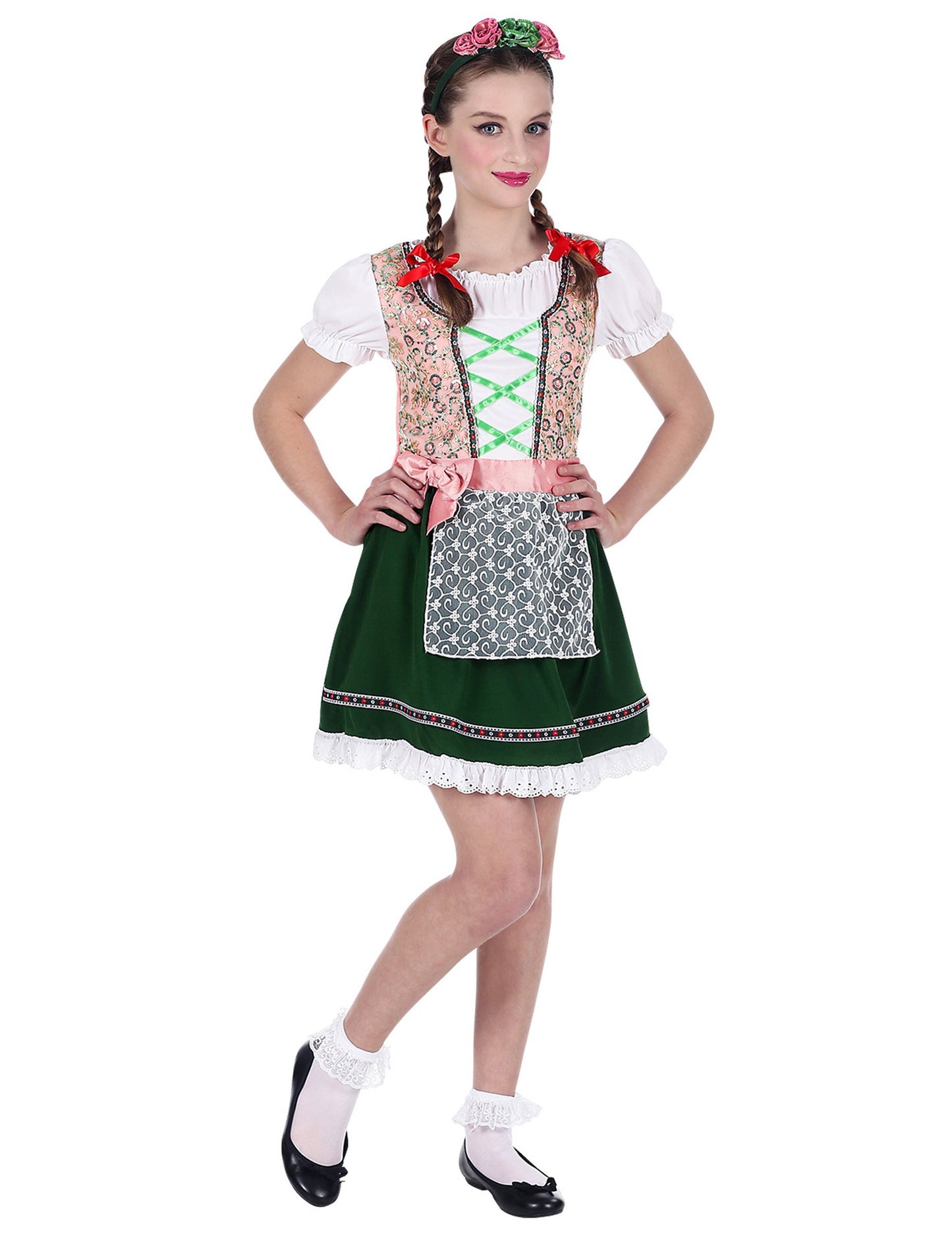 Розови и зелен баварски костюм на момичета