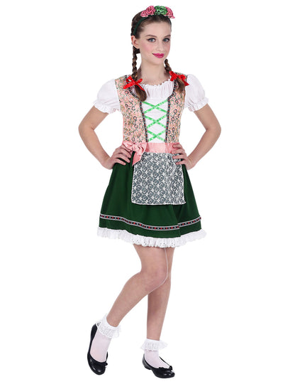 Розови и зелен баварски костюм на момичета