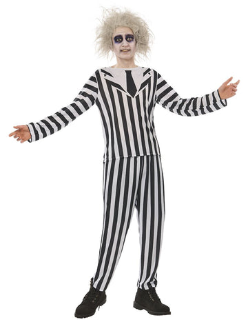 Déguisement Beetlejuice™ pour adulte à rayures noires et blanches