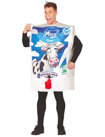 Хумористичен костюм за възрастни с картонена кутия за мляко