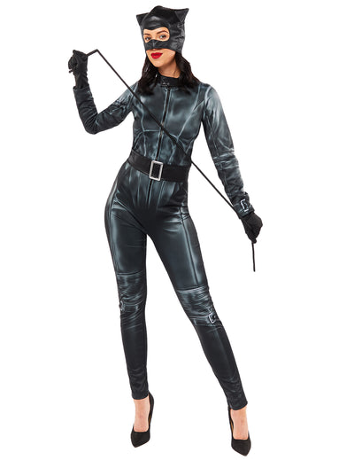 Déguisement Catwoman classique pour femme noir avec masque et ceinture