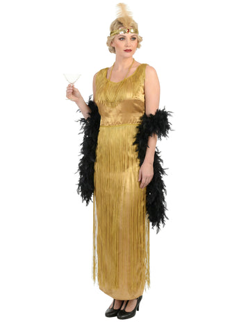 Златен костюм на Чарлстън с женски ресни