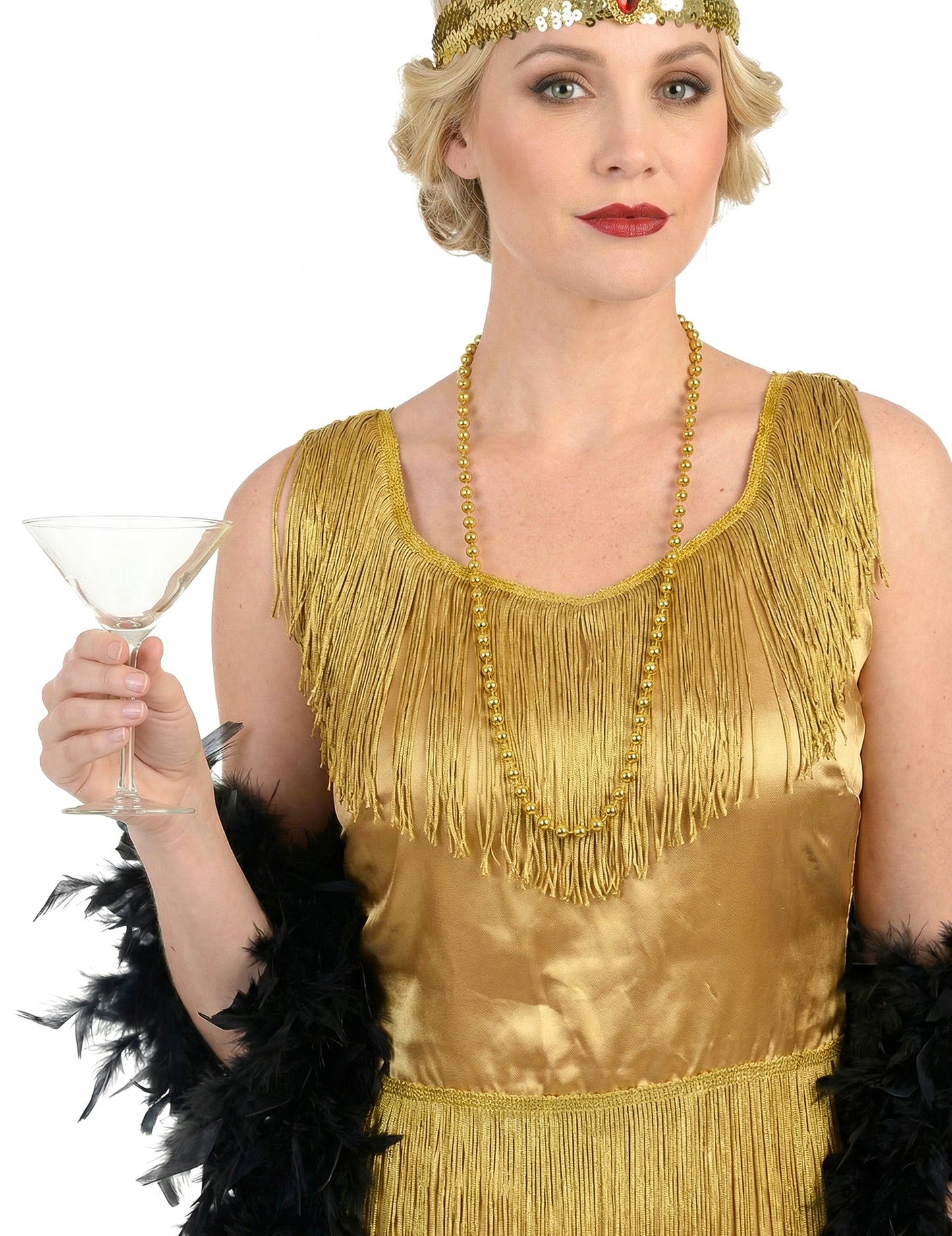 Златен костюм на Чарлстън с женски ресни