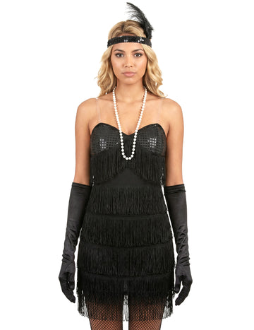 Секси черен костюм на Чарлстън Черно