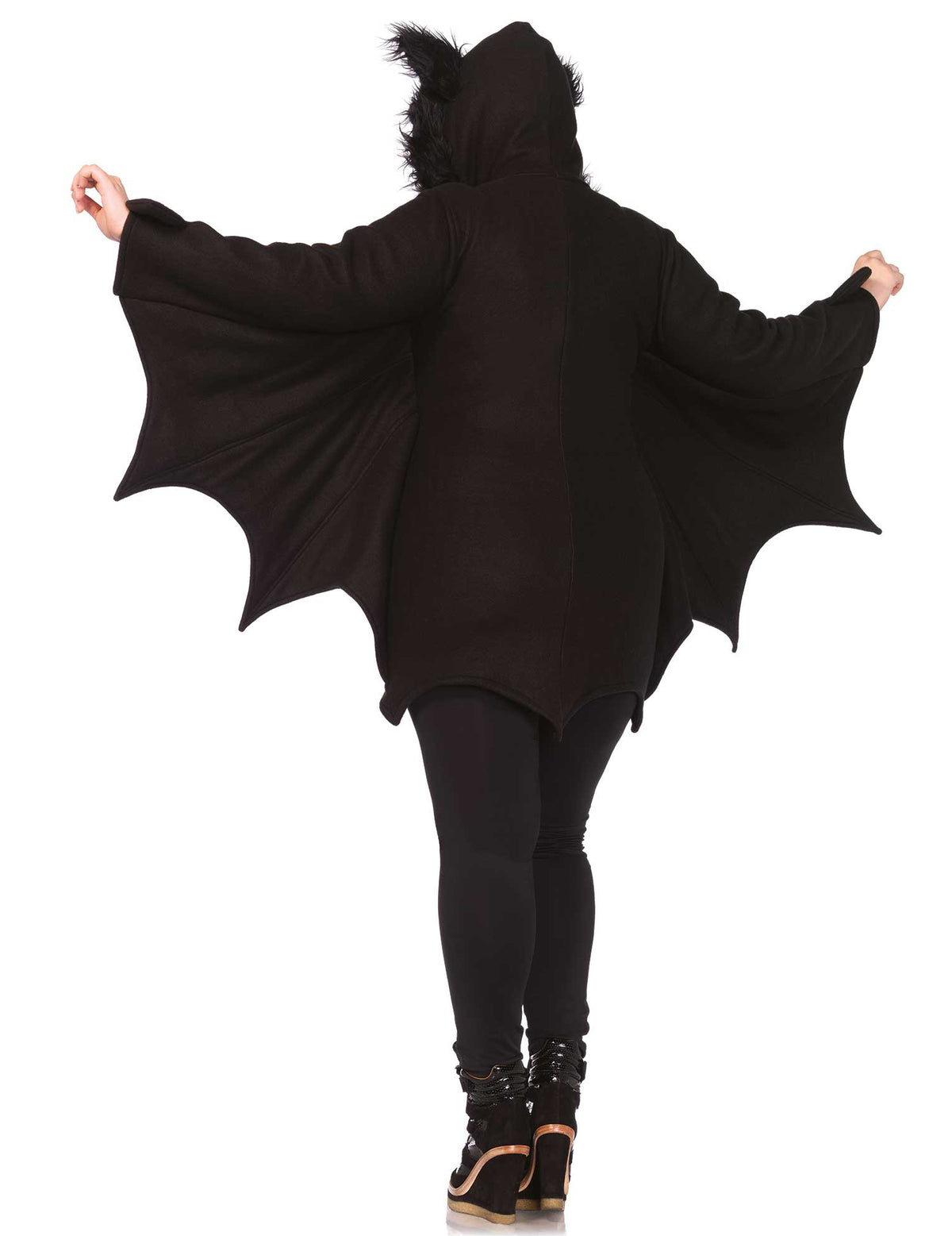 Détail de la capuche à oreilles du déguisement de chauve-souris Halloween