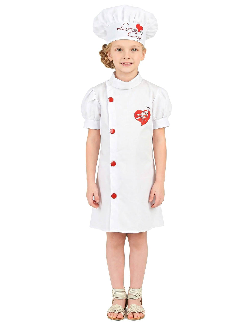 Vue de face du déguisement de chef cuisinier pour fille