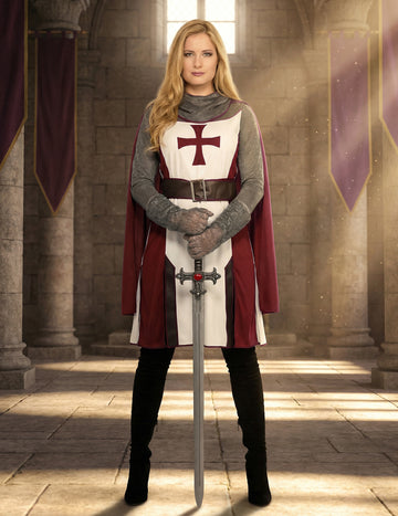 Déguisement chevalier templier luxe femme