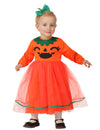 Déguisement citrouille pour bébé orange et vert avec jupon en tulle