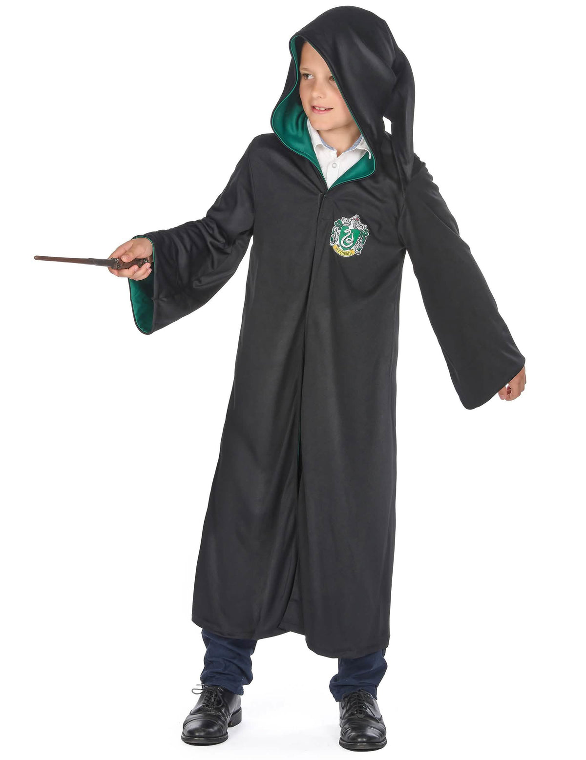 Vue d'ensemble avec capuche du déguisement classique Serpentard Harry Potter™