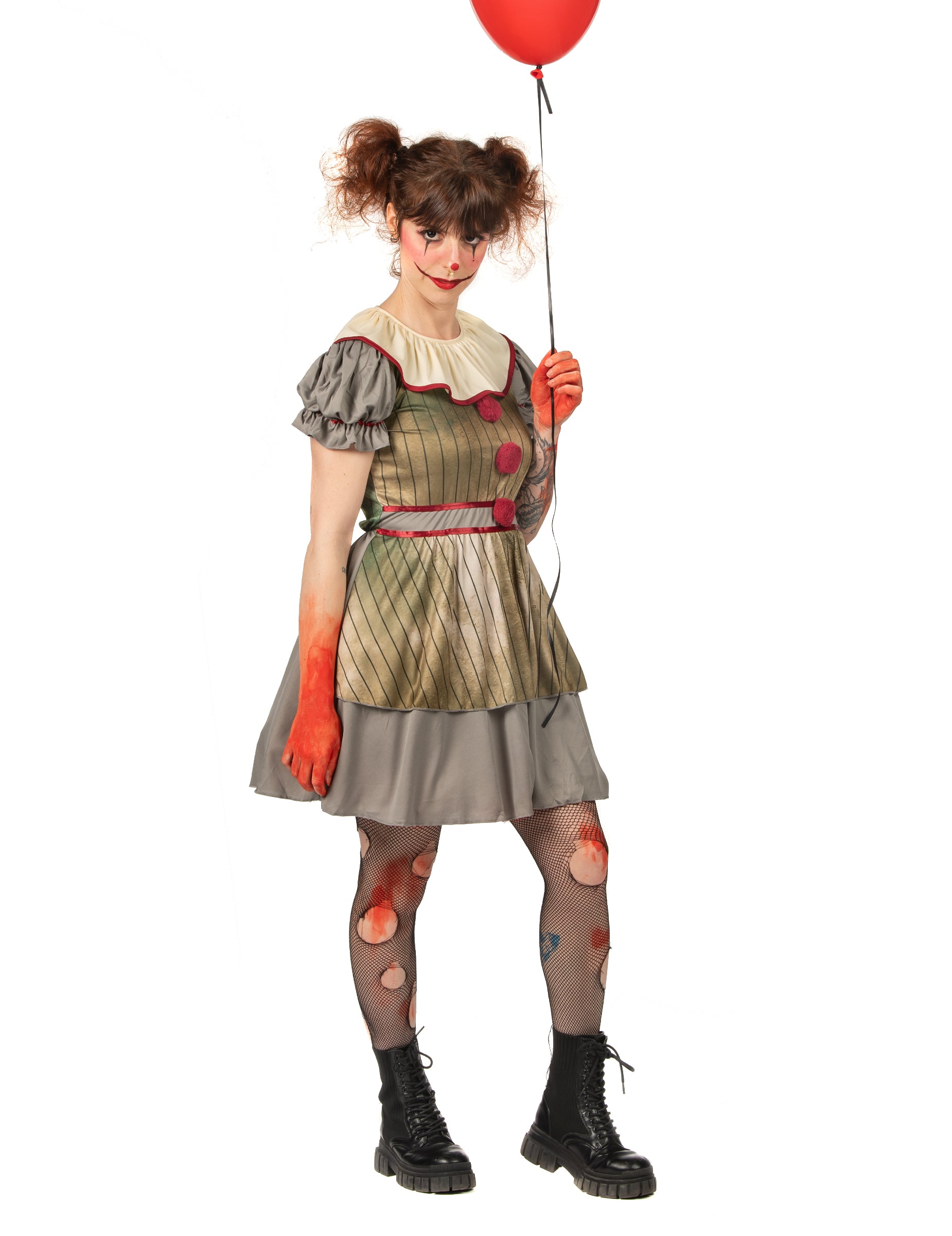 Vue de profil du déguisement clown psycho pour femme