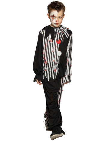 Тъжната маскировка на клоун на кърваво момче