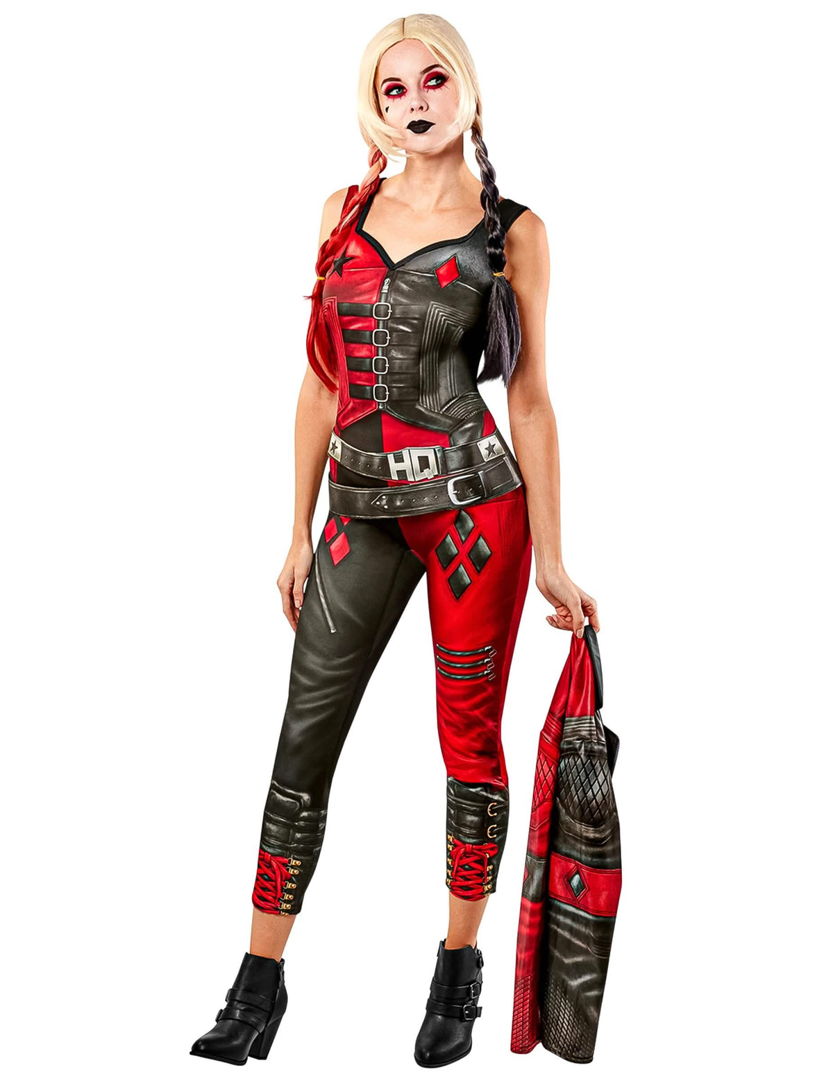 Костюм-комбинезон Harley Quinn Suicide squad 2 за жена червен и черен