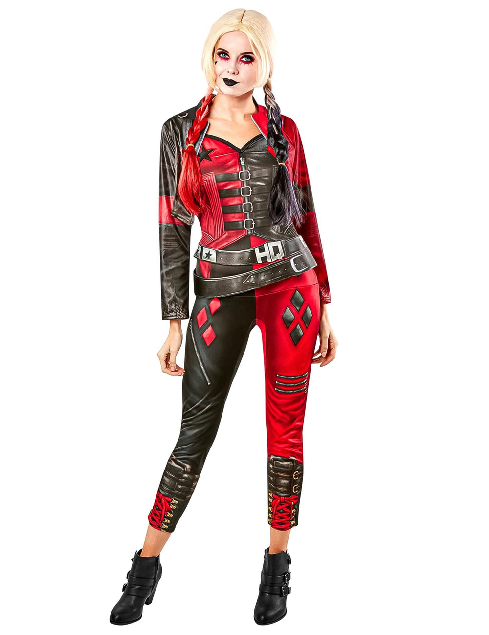 Костюм-комбинезон Harley Quinn Suicide squad 2 за жена червен и черен