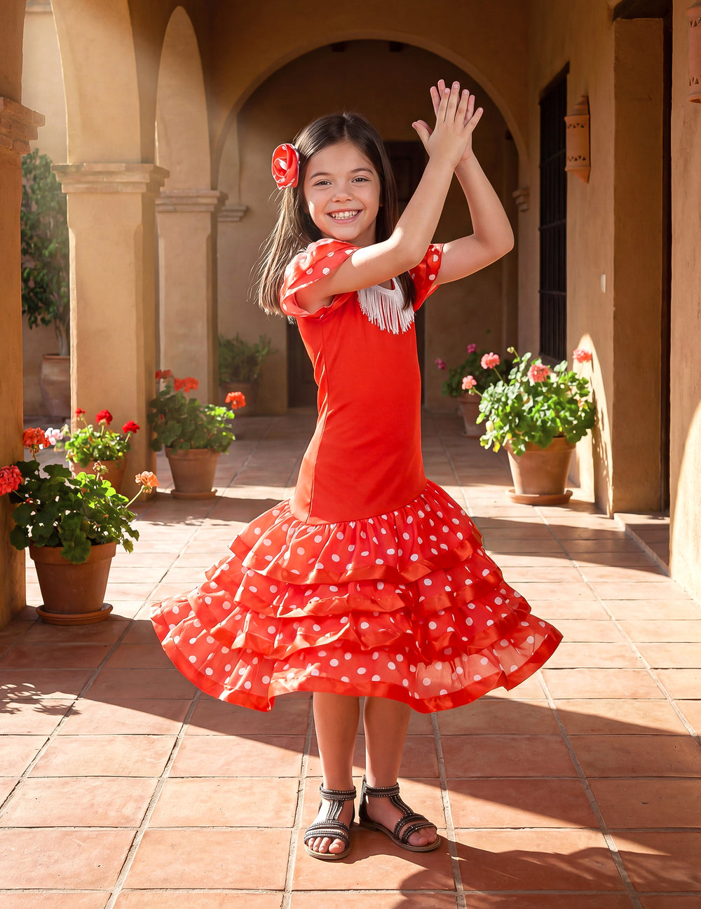 Mise en situation de danse du déguisement de danseuse flamenco