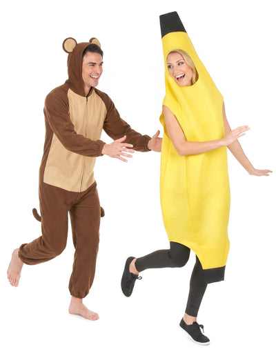 Déguisement de couple banane et singe adulte