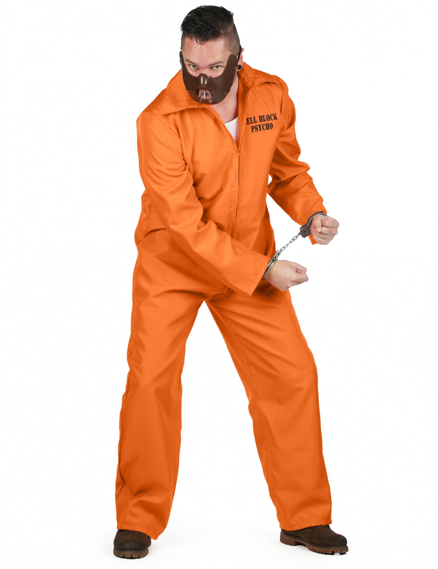 Vue de face du déguisement de prisonnier cannibale pour homme
