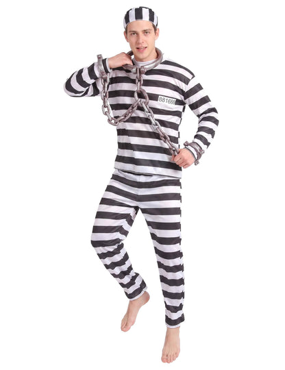Déguisement de prisonnier noir et blanc homme