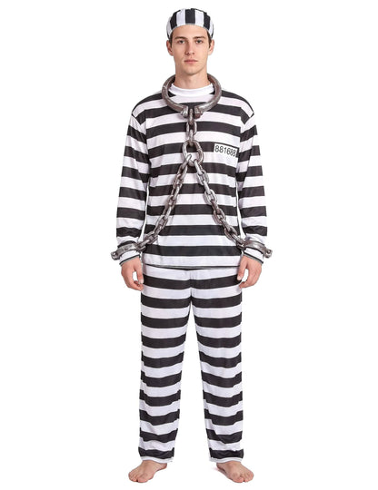 Déguisement de prisonnier noir et blanc homme