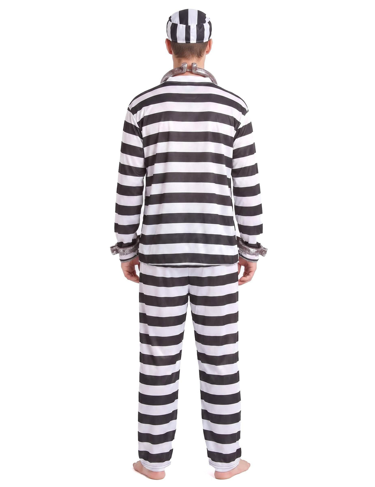 Déguisement de prisonnier noir et blanc homme