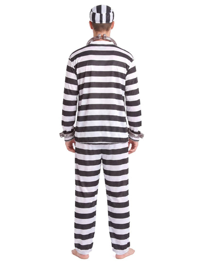Déguisement de prisonnier noir et blanc homme