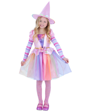 Пастел дъгова вещица костюм за момичета