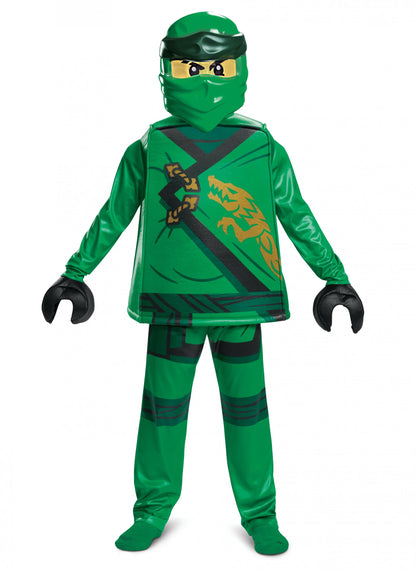 Déguisement deluxe Lloyd Ninjago LEGO pour enfant vert avec masque et gants en forme de pinces