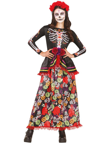 Цветния костюм на Dia de los Muertos за жени