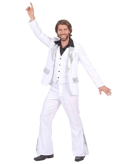 Déguisement disco homme blanc et argent