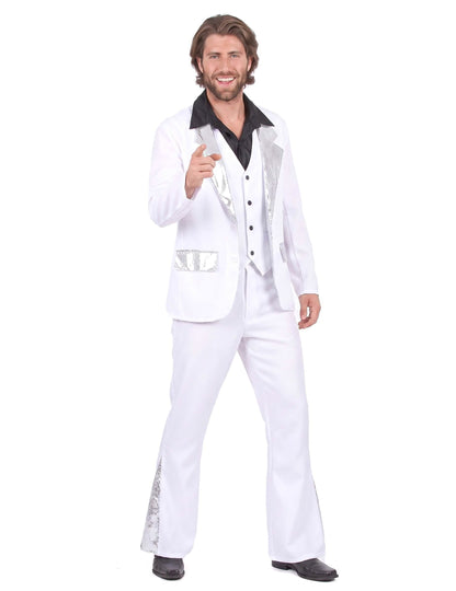 Déguisement disco homme blanc et argent