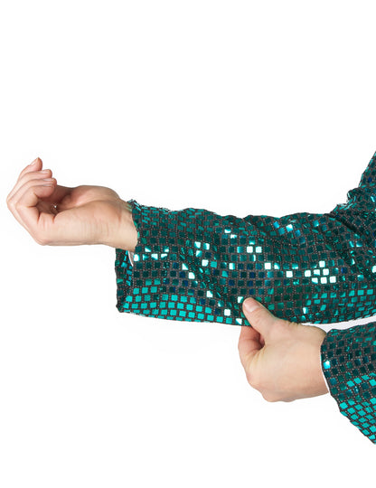 Висококачествен мъжки диско костюм в тюркоаз