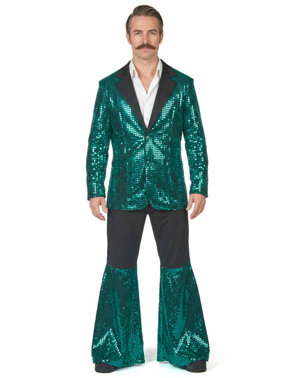 Висококачествен мъжки диско костюм в тюркоаз