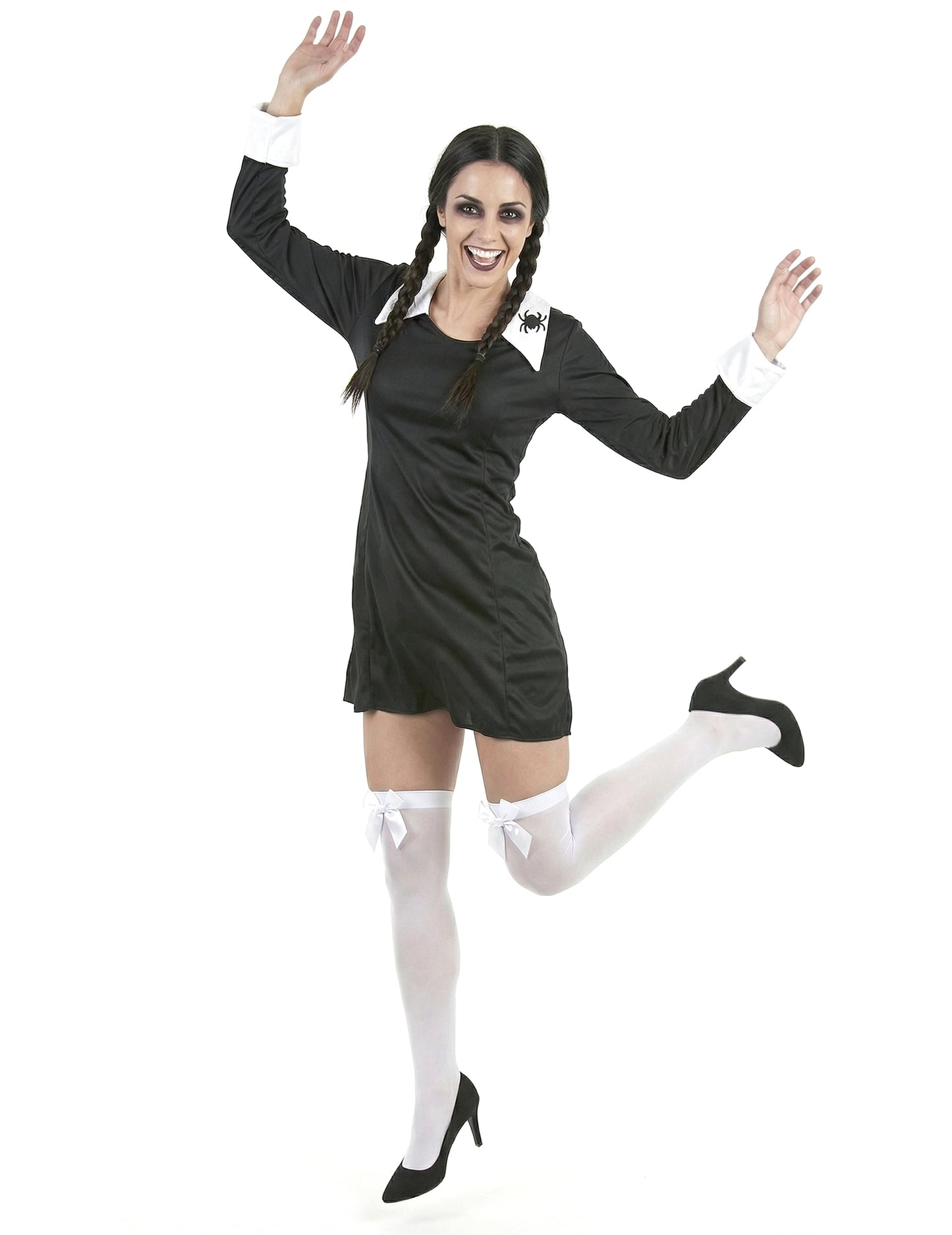 Mise en situation du déguisement d'écolière Halloween pour femme