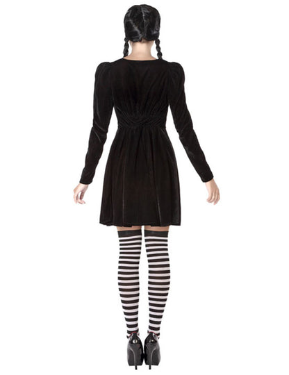 Vue de dos du déguisement écolière macabre pour femme