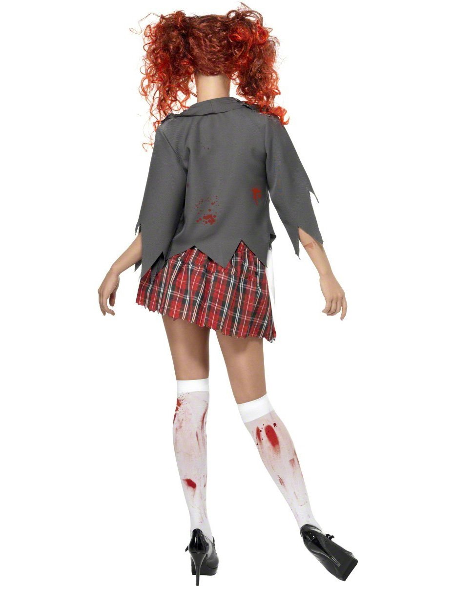 Заден изглед на дегизировката на зомби ученичка