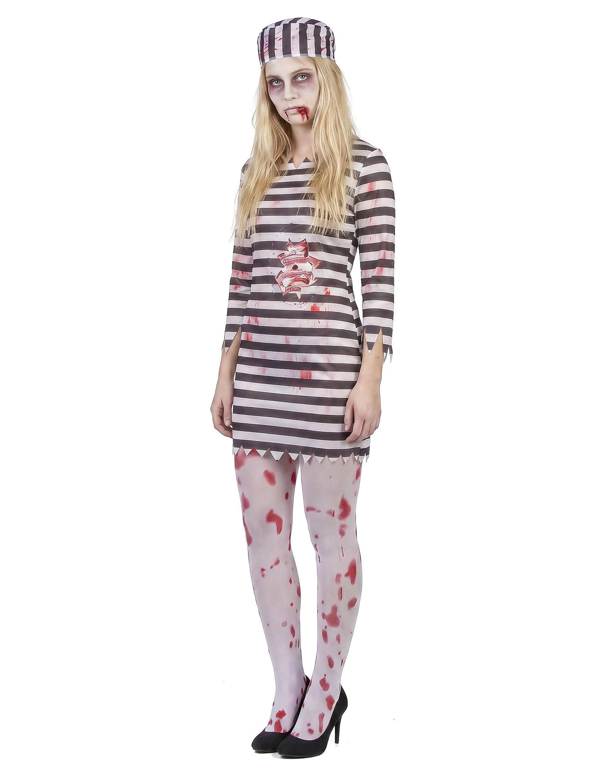 Déguisement effrayant prisonnière zombie femme