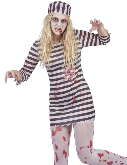 Déguisement effrayant prisonnière zombie femme
