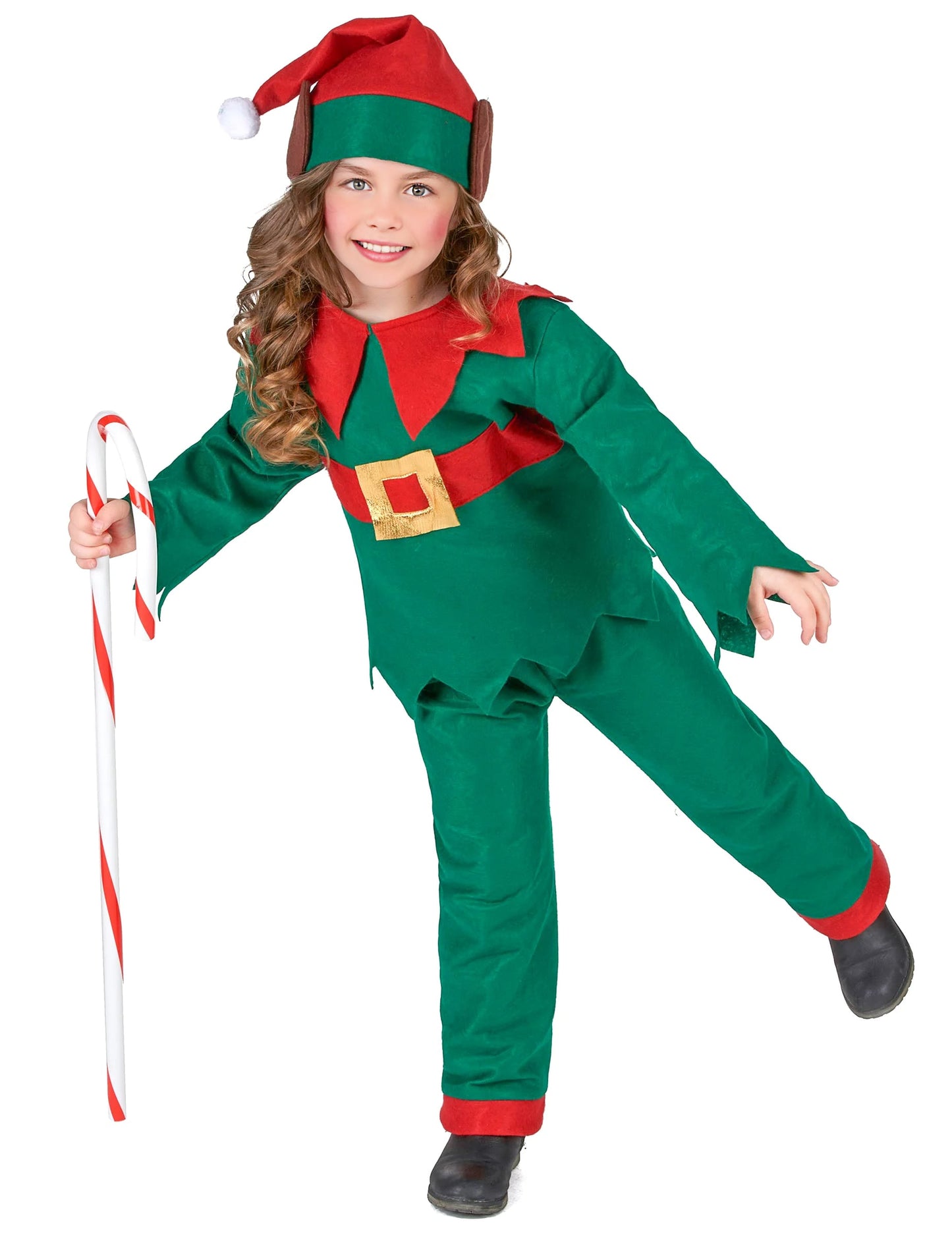 Déguisement elfe de Noël pour enfant vert et rouge avec bonnet