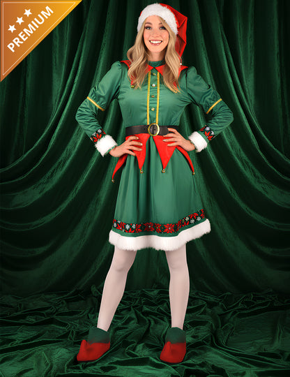 Луксозен коледен елфски костюм за жени