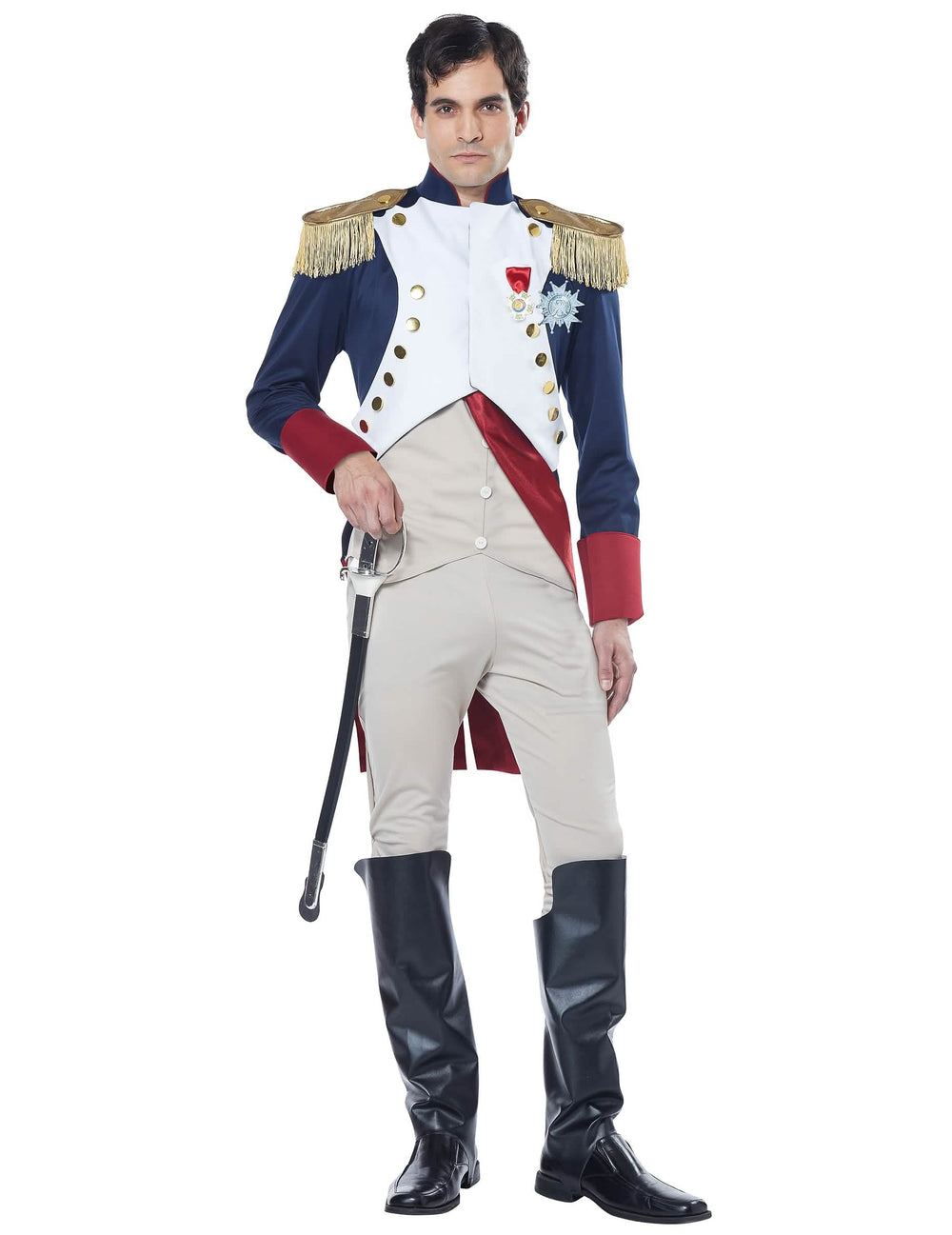 Vue de face du déguisement empereur Français Napoléon luxe pour homme