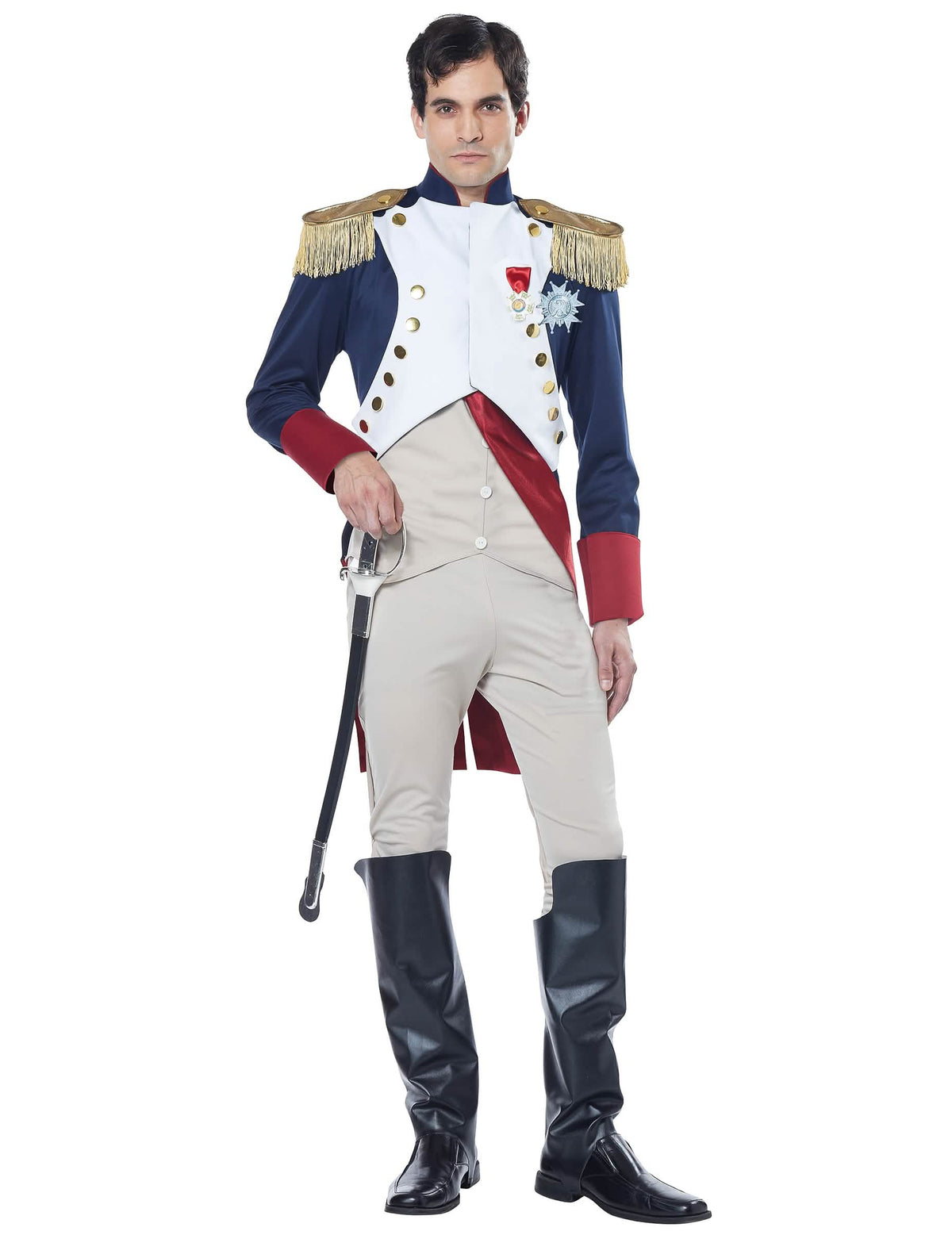 Vue de face du déguisement empereur Français Napoléon luxe pour homme