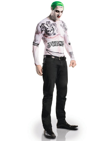 Déguisement et maquillage Joker Suicide Squad™ pour adulte avec t-shirt imprimé tatouages