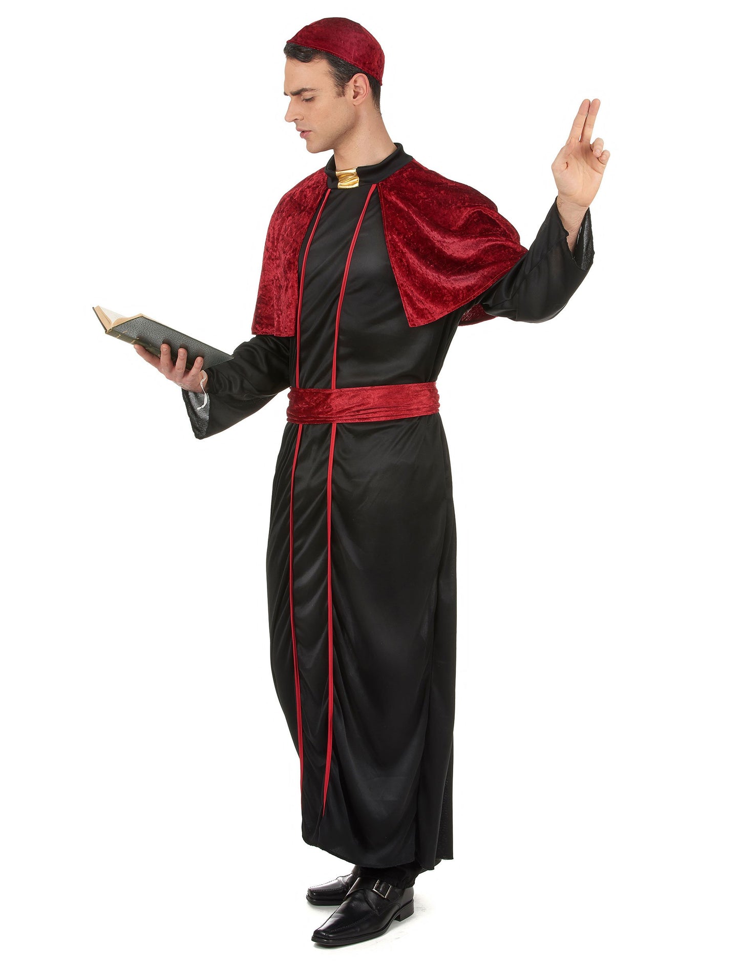 Vue de profil du déguisement d'évêque pour homme