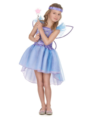 Déguisement de fée pour fille violet et bleu avec voile