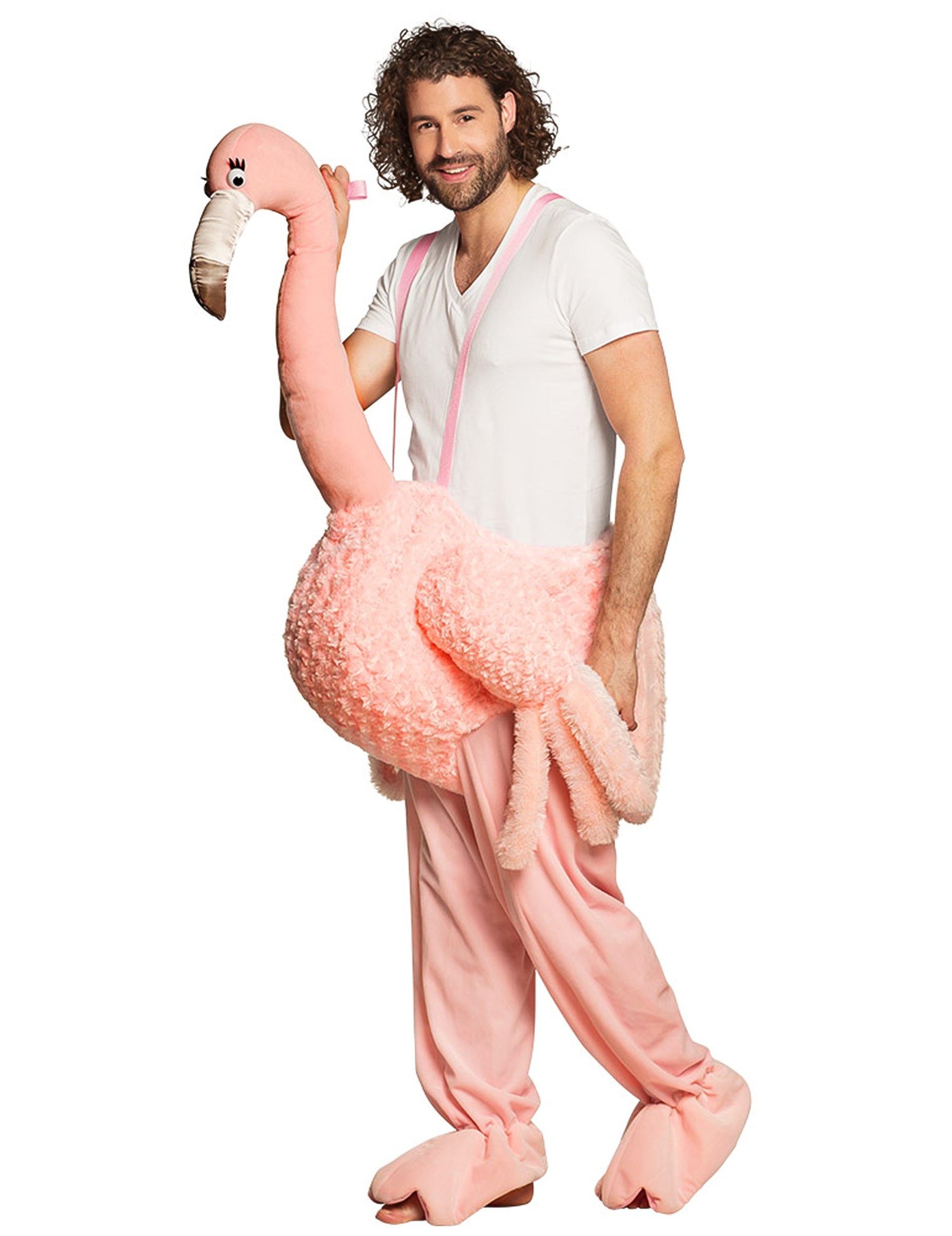 Vue de face du déguisement à dos de flamant rose