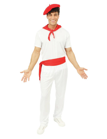 Déguisement de féria pour adulte blanc et rouge avec béret et foulard