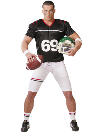 Костюмът на американския футболист черно -бял човек