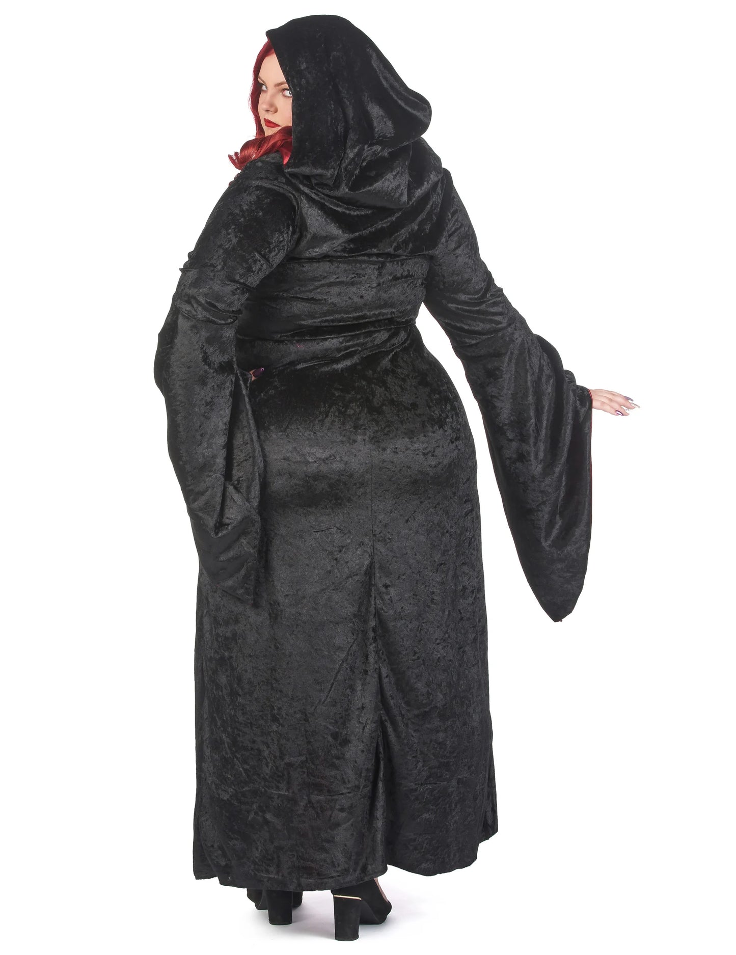 Голям костюм за готически размер с червена и черно женска качулка